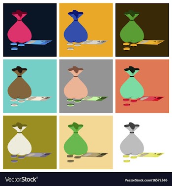 Assembly of flat icons bag with money vector image