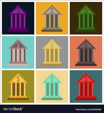 Assembly of flat icons business bank building vector image