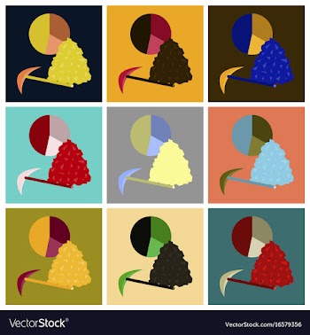 Assembly of flat icons coal and hammer infographic vector image