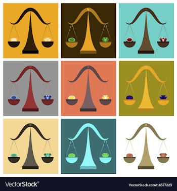 Assembly of flat icons coin and diamond scales vector image