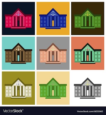 Assembly of flat icons courthouse vector image