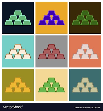 Assembly of flat icons gold bars vector image