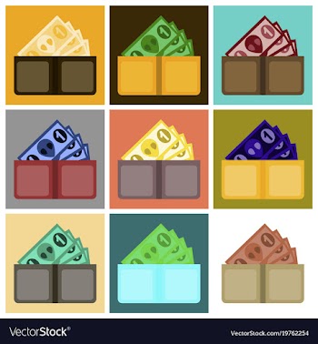 Assembly of flat icons money in a purse vector image