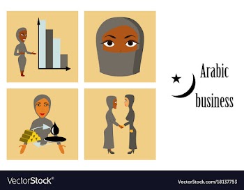 Assembly of flat icons on theme arabic business vector image