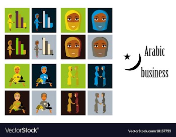 Assembly of flat icons on theme arabic business vector image