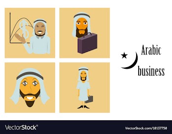 Assembly of flat icons on theme arabic business vector image