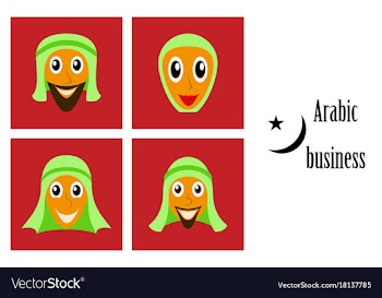 Assembly of flat icons on theme arabic business vector image
