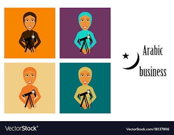 Assembly of flat icons on theme arabic business vector image