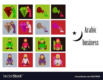 Assembly of flat icons on theme arabic business vector image