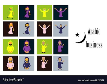 Assembly of flat icons on theme arabic business vector image