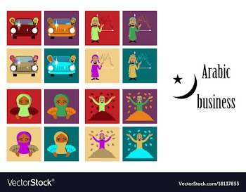 Assembly of flat icons on theme arabic business vector image