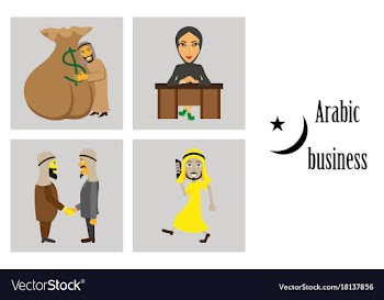 Assembly of flat icons on theme arabic business vector image