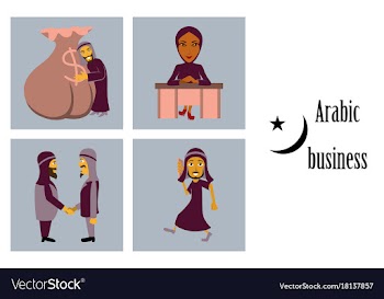 Assembly of flat icons on theme arabic business vector image