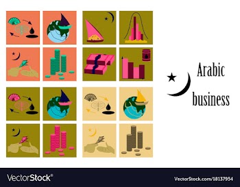 Assembly of flat icons on theme arabic business vector image