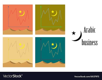 Assembly of flat icons on theme arabic business vector image