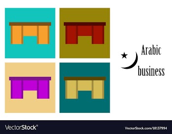 Assembly of flat icons on theme arabic business vector image