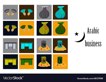 Assembly of flat icons on theme arabic business vector image