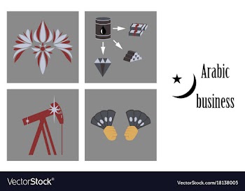 Assembly of flat icons on theme arabic business vector image