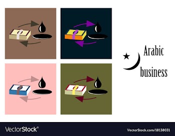 Assembly of flat icons on theme arabic business vector image