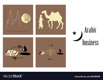 Assembly of flat icons on theme arabic business vector image