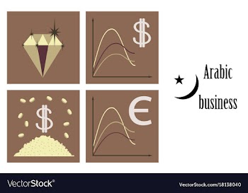 Assembly of flat icons on theme arabic business vector image