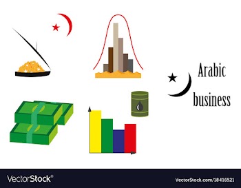 Assembly of flat icons on theme arabic business vector image