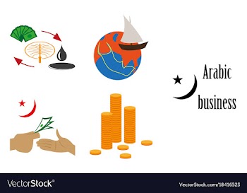 Assembly of flat icons on theme arabic business vector image
