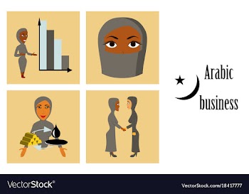 Assembly of flat icons on theme arabic business vector image