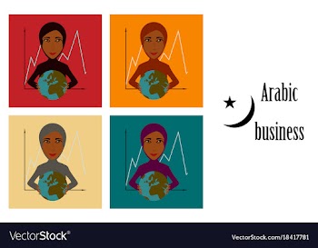 Assembly of flat icons on theme arabic business vector image