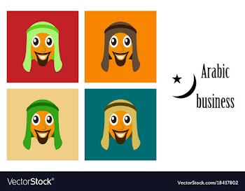 Assembly of flat icons on theme arabic business vector image