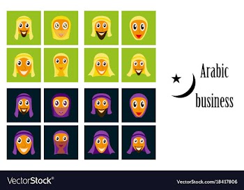 Assembly of flat icons on theme arabic business vector image