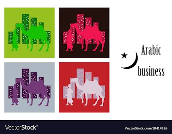 Assembly of flat icons on theme arabic business vector image