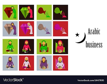 Assembly of flat icons on theme arabic business vector image