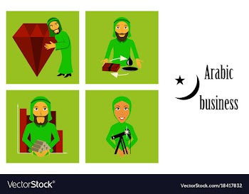 Assembly of flat icons on theme arabic business vector image