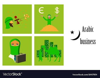 Assembly of flat icons on theme arabic business vector image