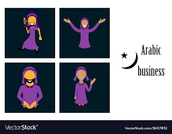 Assembly of flat icons on theme arabic business vector image