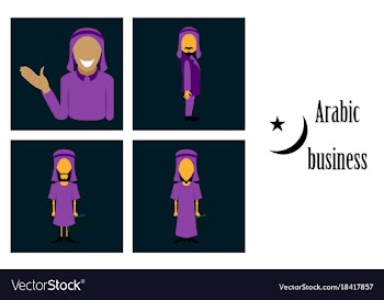 Assembly of flat icons on theme arabic business vector image