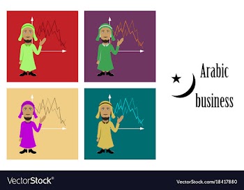Assembly of flat icons on theme arabic business vector image