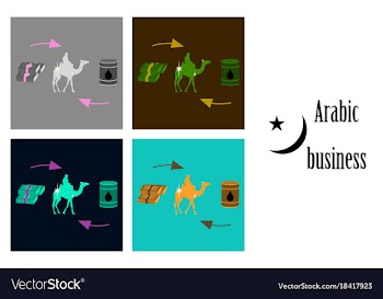 Assembly of flat icons on theme arabic business vector image