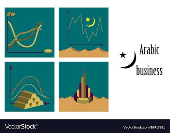 Assembly of flat icons on theme arabic business vector image