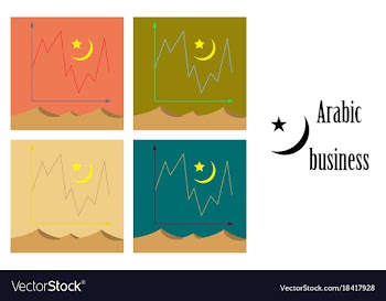 Assembly of flat icons on theme arabic business vector image