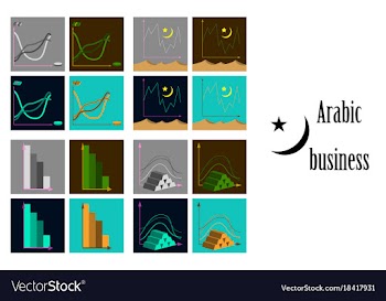 Assembly of flat icons on theme arabic business vector image