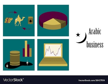 Assembly of flat icons on theme arabic business vector image