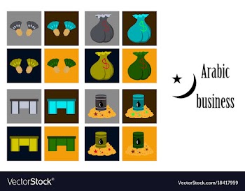 Assembly of flat icons on theme arabic business vector image