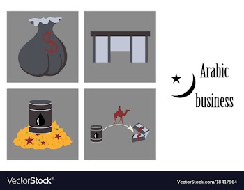 Assembly of flat icons on theme arabic business vector image