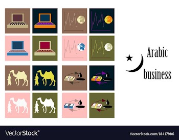 Assembly of flat icons on theme arabic business vector image