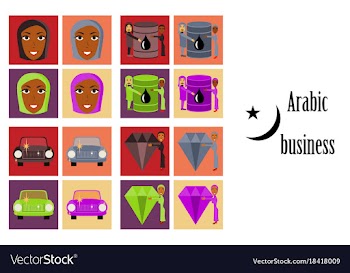 Assembly of flat icons on theme arabic business vector image