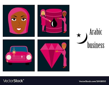 Assembly of flat icons on theme arabic business vector image
