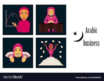 Assembly of flat icons on theme arabic business vector image