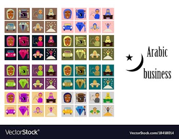 Assembly of flat icons on theme arabic business vector image